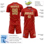 Lightning Custom Jersey Soccer Uniform Gold-White Old Red Sports Sublimation Lightning Custom Jersey Soccer Uniform Gold-White Old Red Sports Sublimation