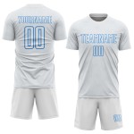 Soccer Jersey Shape Sublimation White Custom Sports Blue Geometric Uniform Powder