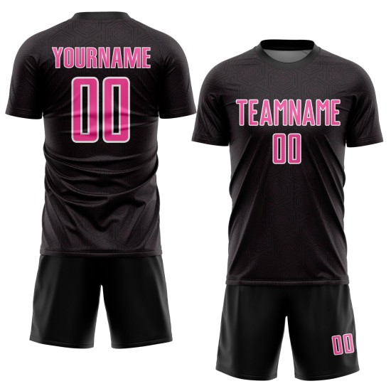 Pink-White Sublimation Soccer Sports Geometric Jersey Custom Black Uniform Shape