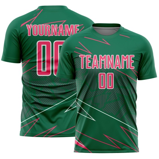 Soccer Pink-White Custom Sports Jersey Neon Green Kelly Uniform Sublimation Lines Soccer Pink-White Custom Sports Jersey Neon Green Kelly Uniform Sublimation Lines