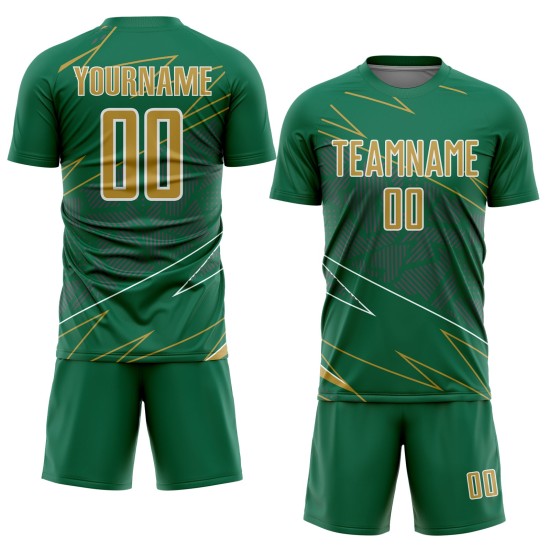 Soccer Sublimation Gold-White Lines Uniform Sports Green Custom Kelly Jersey Old